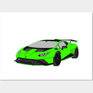 Lamborghini Huracan STO Selfmade car Green Posters and Art